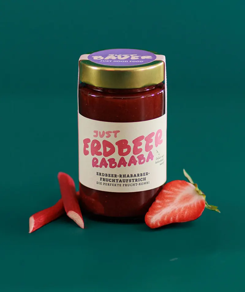 Erdbeer-Rhabarber-Fruchtaufstrich von Just Bauer